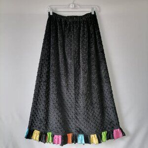 Fat Rat Womens Black Elastic Waist Swiss Dot Multi Ruffle Hem A-Line Skirt Sz 1X